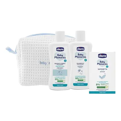 CHICCO Cosmetic tasak cipzárral - Baby Moments kék szett