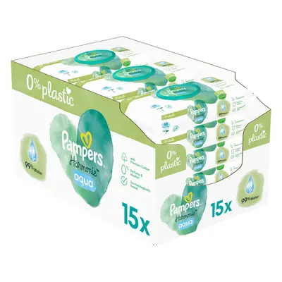 PAMPERS Harmonie Aqua nedves törlőkendő Műanyagmentes 15x48 db = db