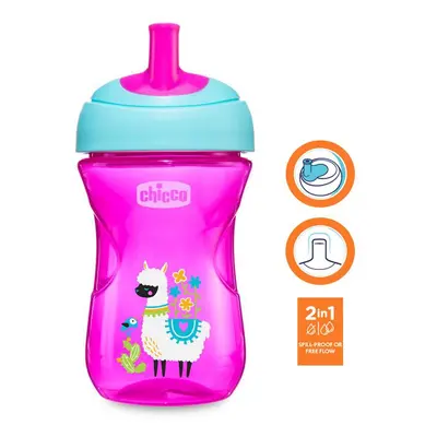 CHICCO Advanced bögre szalma szájrésszel ml rózsaszín 12m+