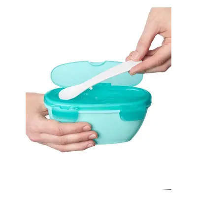 SKIP HOP tál kanál védőtokban Easy Serve Teal ml, 3m+