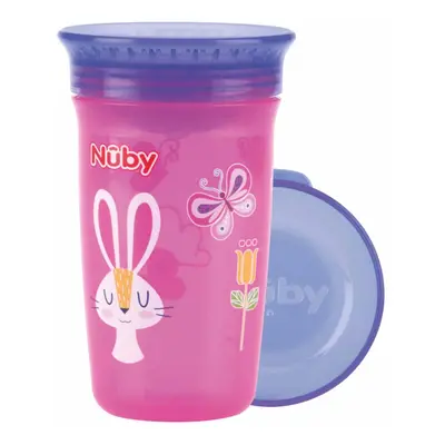 NUBY bögre nem folyós 360° 300ml, m+ rózsaszín/lila