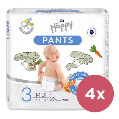 4x BELLA HAPPY Pants Eldobható pelenkabugyi db Midi (6-11 kg) db