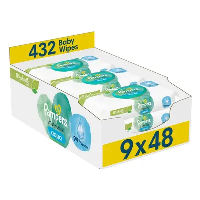 PAMPERS Nedves törlőkendők Harmonie Aqua Műanyagmentes 9x48 db