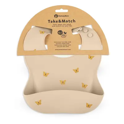 PETITE&MARS Bib szilikon Take&Match Sand Butterflies 6m+