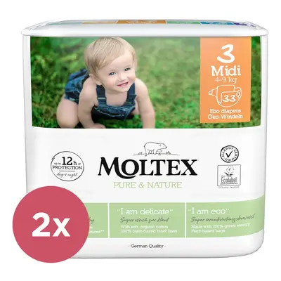 2x MOLTEX Pure&Nature eldobható pelenka Midi (4-9 kg)