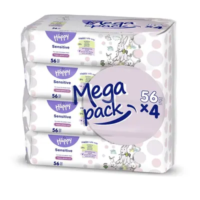 4x BELLA HAPPY BABY érzékeny nedves törlőkendő aloe verával db, MEGA PACK