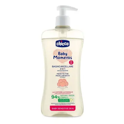 CHICCO Micellás sampon hajra és testre adagolóval Baby Moments Sensitive 94%-ban természetes. ko