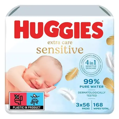 HUGGIES® Nedves törlőkendők Extra Care Triplo 56x3 db