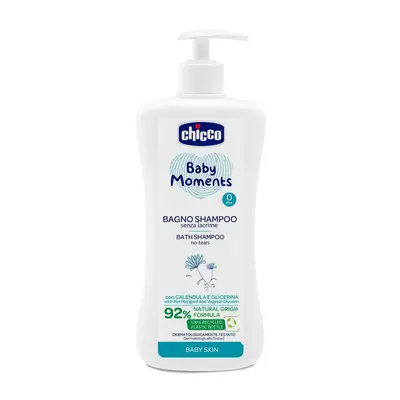 CHICCO sampon hajra és testre adagolóval Baby Moments 92% természetes összetevőkből ml