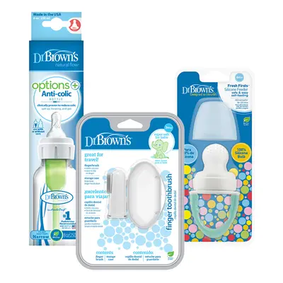 DR.BROWN'S Set flakon műanyag ml + Cumi FreshFirst türkiz + Ujjfogkefe