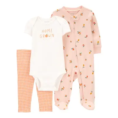 CARTER részes jumpsuit szett, body, rövid ujjú, leggings Pink Fruit/Floral girl 9m/size.