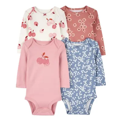 CARTER'S Bodysuit hosszú ujjú Pink/Blue Virágos lány 4db 6m/méret.