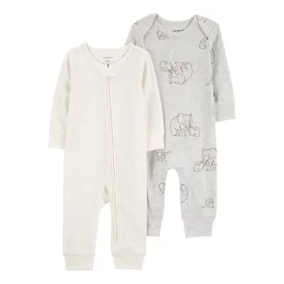 CARTER'S Overall Grey Elephant + Ivory Stripe semleges MFL 2db 3m/méret.