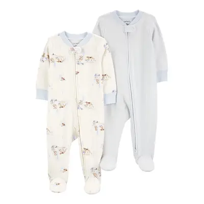 CARTER'S Sleep&Play Blue Dog/Stripe Zip Jumpsuit Boy 2db 9m/méret.