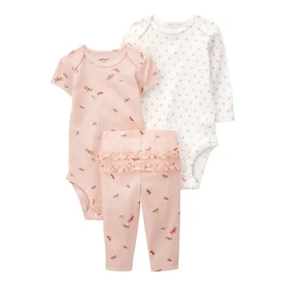 CARTER részes body szett hosszú. ujjú, teste rövid. ujjú, leggings Pink Dragonfly girl 12m/méret