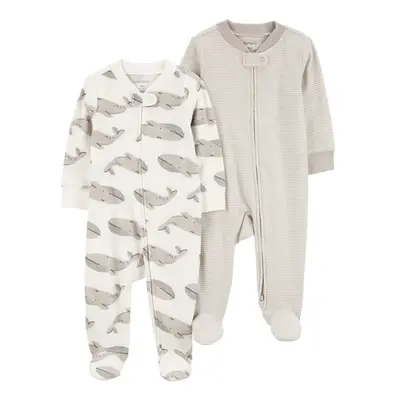 CARTER'S Sleep&Play cipzáras jumpsuit Grey Whale/Stripe semleges 2db 9m/méret.