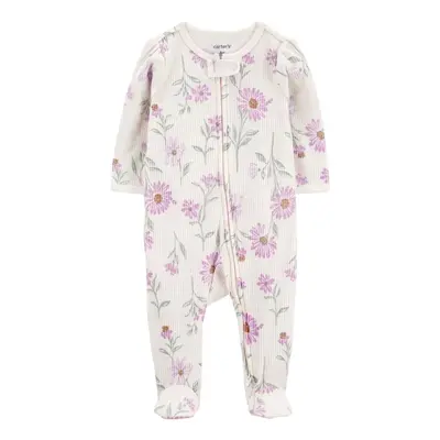 CARTER'S Sleep&Play Ivory Virágos Zip-up Jumpsuit, lány, 6m/méret.