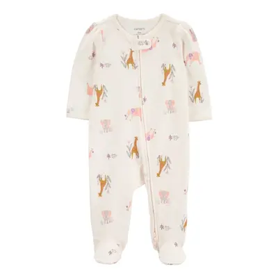 CARTER'S Sleep&Play Ivory Animal cipzáras jumpsuit girl 6m/méret.