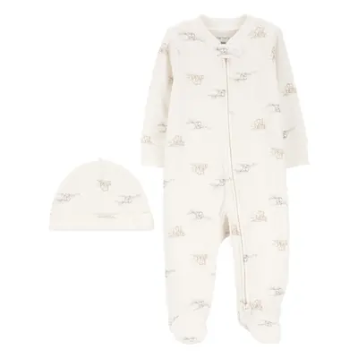 CARTER'S Set részes jumpsuit, sapka Ivory Elephant semleges MFL 6m/méret.