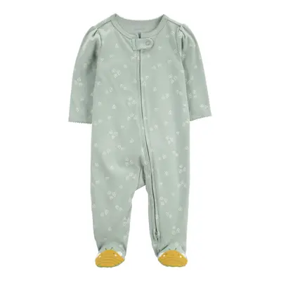 CARTER'S Sleep&Play Green Floral Bee Zip-Up Jumpsuit Girl m/méret.