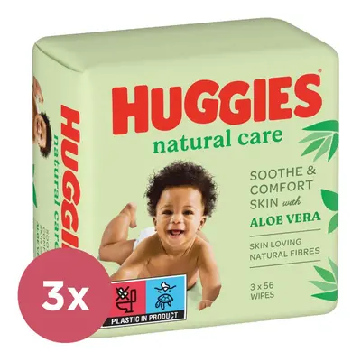 3x HUGGIES® Natural Triplo Nedves törlőkendő 56x3 db