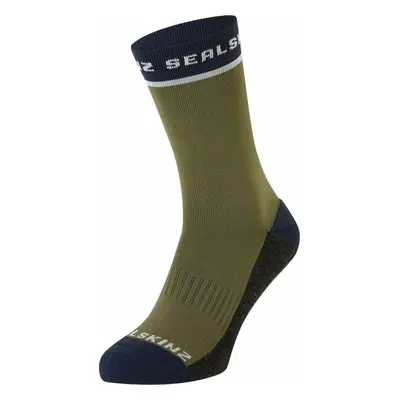 Sealskinz Foxley Mid Length Active Sock Olive/Grey/Navy/Cream L/XL Kerékpáros zoknik