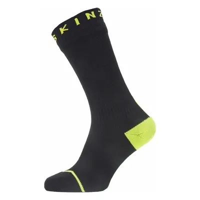 Sealskinz Waterproof All Weather Mid Length Sock With Hydrostop Black/Neon Yellow Kerékpáros zok