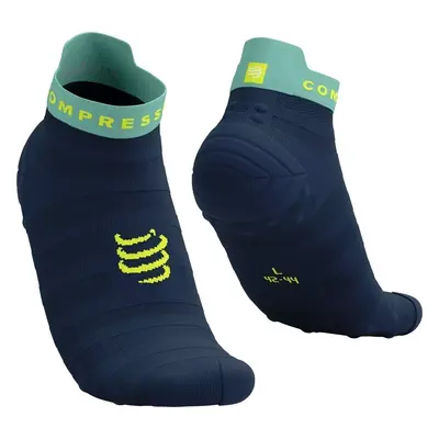Compressport Pro Racing Socks V4.0 Ultralight Run Low Dress Blues/Eggshell Blue/Green Sheen T4 F