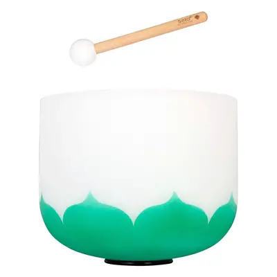 Sela 10" Crystal Singing Bowl Lotus Hz F - Green (Heart Chakra) incl. Wood Mallet Az éneklő tál 