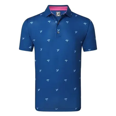 Footjoy Thistle Print Lisle Deep Blue Rövid ujjú póló