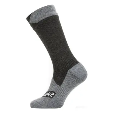 Sealskinz Waterproof All Weather Mid Length Sock Black/Grey Marl Kerékpáros zoknik