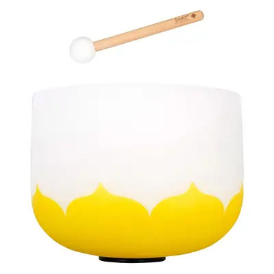 Sela 10" Crystal Singing Bowl Lotus Hz E - Yellow (Solar Plexus Chakra) incl. Wood Mallet Az éne