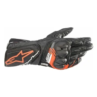 Alpinestars SP-8 V3 Leather Gloves Black/Red Fluorescent Motoros kesztyűk