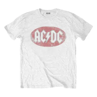 AC/DC Ing Oval Logo Vintage White