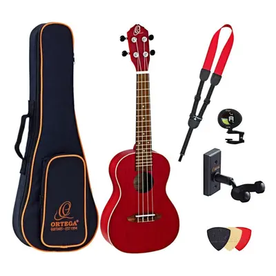 Ortega RUFIRE Deluxe SET Fire Red Koncert ukulele