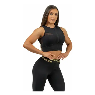 Nebbia Compression Push-Up Top INTENSE Mesh Black/Gold Fitness póló