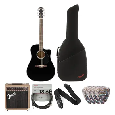 Fender CD-60SCE Dreadnought WN Deluxe SET Black Elektroakusztikus gitár