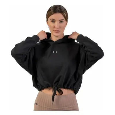 Nebbia Loose Fit Crop Hoodie Iconic Black Fitness pulóverek