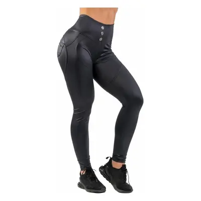 Nebbia High Waist Glossy Look Bubble Butt Pants Volcanic Black Fitness nadrág