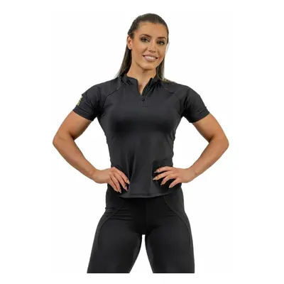 Nebbia Compression Zipper Shirt INTENSE Ultimate Black/Gold Fitness póló