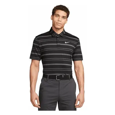 Nike Dri-Fit Tour Mens Striped Golf Black/Anthracite/White Rövid ujjú póló