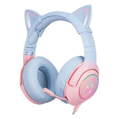 Onikuma K9 RGB Wired Gaming Headset With Cat Ears Kék-Rózsaszín PC headset