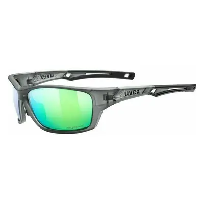 UVEX Sportstyle Polarized Smoke Mat/Mirror Green Kerékpáros szemüveg