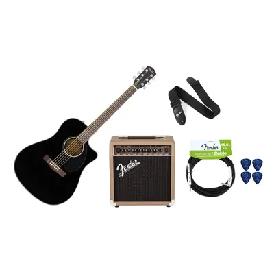 Fender CD-60SCE Black PACK Black Elektroakusztikus gitár