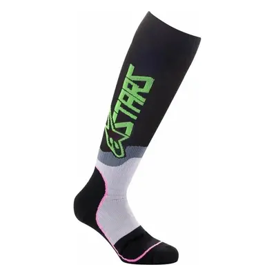 Alpinestars Zokni MX Plus-2 Socks Black/Green Neon/Pink Fluorescent