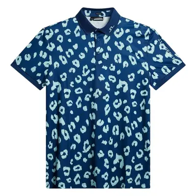 J.Lindeberg Tour Tech Reg Fit Print Mens Savanna Estate Blue Rövid ujjú póló