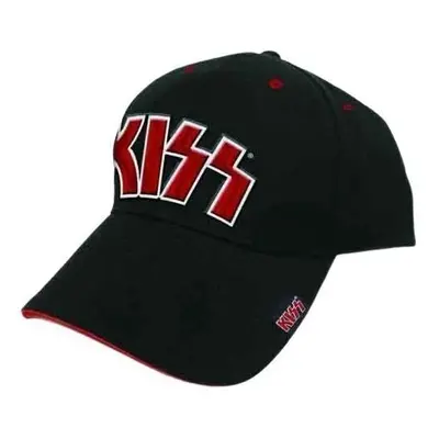 Kiss Sapka Red on White Logo Black