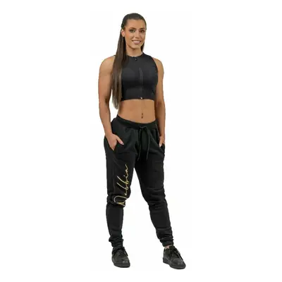 Nebbia High-Waist Joggers INTENSE Signature Black/Gold Fitness nadrág