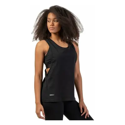 Nebbia Sleeveless Loose Cross Back Tank Top "Feeling Good" Black Fitness póló