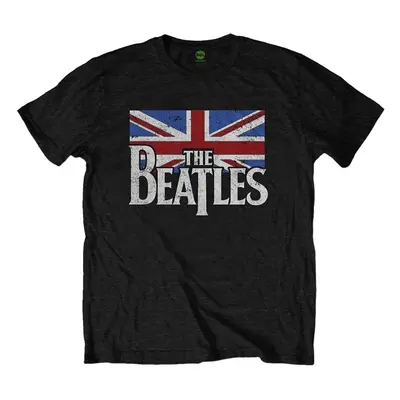 The Beatles Ing Drop T Logo & Vintage Flag Unisex Black